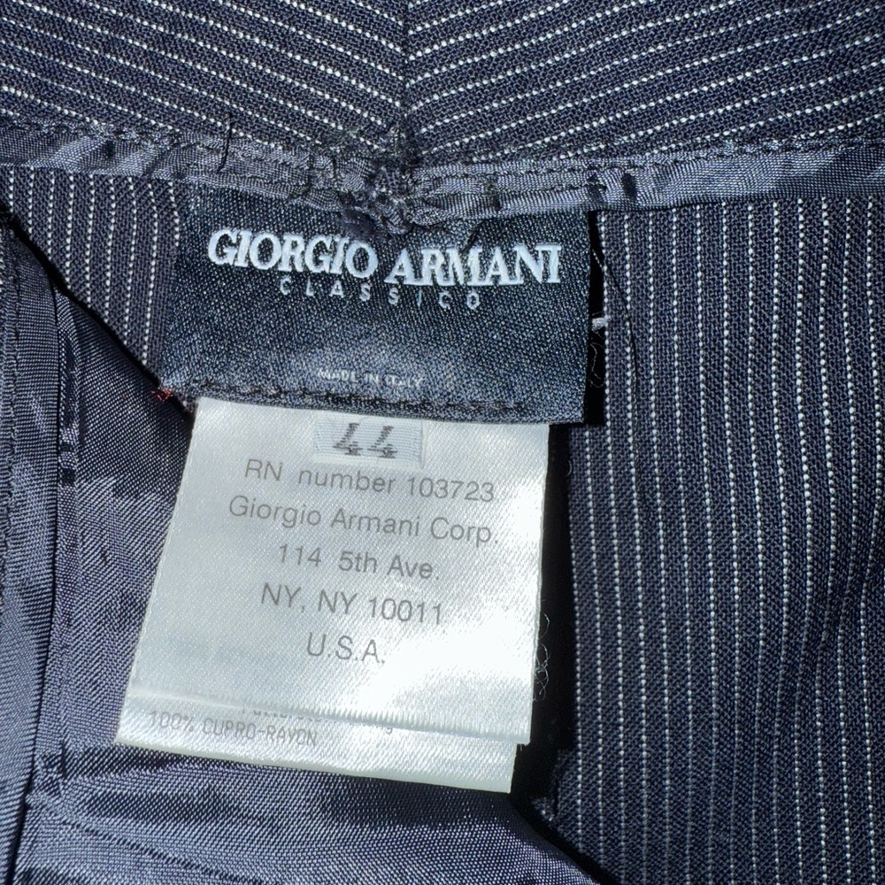 VTG Giorgio Armani Navy | Silk & Wool | Pinstriped Pants - Picture 4 of 13